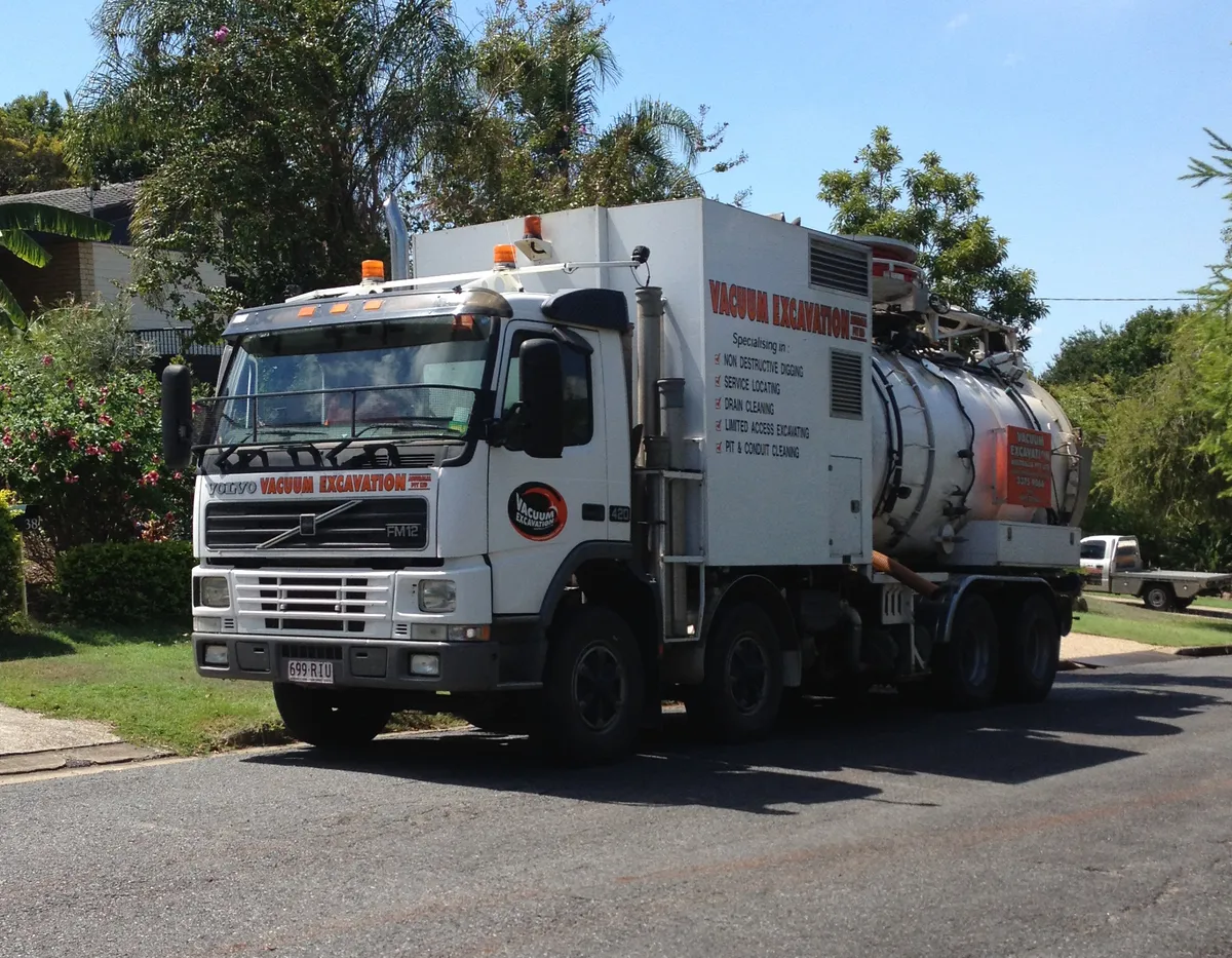 Large vacuum truck on site